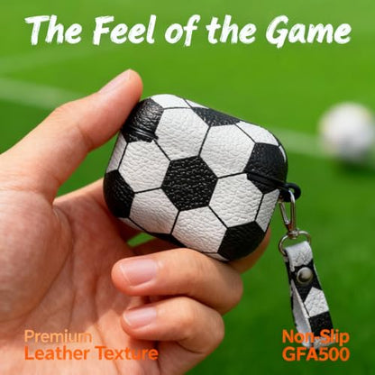 Soccer Ball AirPods Pro 3 Case with Keychain, Leather Texture Protective Cover Compatible with AirPods Pro 3rd Generation (2025), Shockproof Sports Style Case - color: Soccer-05, size: Compatible with Airpods Pro 3(Model A2700/A2931)