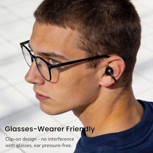TOZO OpenEarRing Open Ear Earbuds 40H Bluetooth 5.4 Lightweight Comfort | Open Ear Clip On Wireless Earbuds with Smart Digital LED Display, Stable Connection, Secure Fit for Driving Workout Black - color: Black