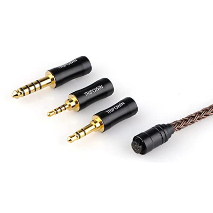Linsoul Tripowin Amber 32AWG OFC Oxygen Free Cable HiFi IEM Cable with Interchangeable 2.5mm/3.5mm/4.4mm Plug, PVC Sleeve Replacement Cable for Audiophile(MMCX) - size: MMCX