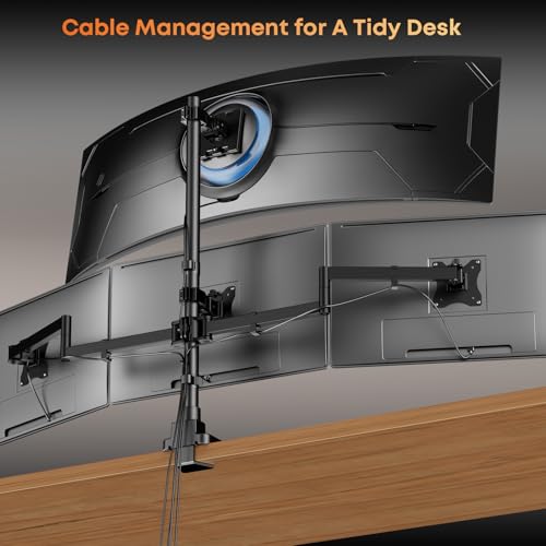 Quad Monitor Mount for up to 49 inch Ultrawides on Top and 27 inch Screens on Lower Brackets,Heavy Duty,Fully Adjustment, Holds up to 44 lbs, VESA 75x75/100x100 mm,Black - size: 49inch