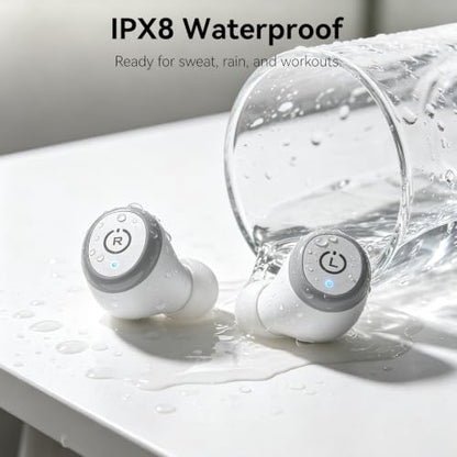 TOZO T10 Wireless Earbuds Powerful Bass Stereo Wireless Charging, APP, IPX8 | Waterproof, 55H Playtime, Ergonomic Design In Ear buds, App Customize EQ, Bluetooth 5.3 Headphones for Work, Travel, White - color: Matte White