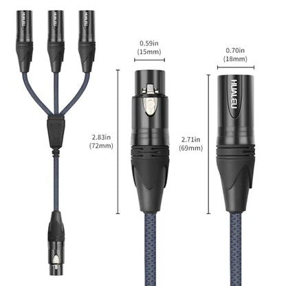 3-Pin XLR Female to 3 Male Y Splitter Cable,3 Way XLR Splitter Cable Balance 1 Female to 3 Male Audio Cable for Mixer Microphone- 2Feet - size: 2Feet, style: XLR 1 F To 3 M