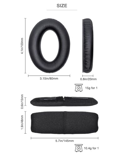 Replacement Ear Pads Upgrade Headband Cushion Pad Compatible with Bose A20 Aviation Headset, Protein Leather, Noise Isolation Memory Foam, Including Foam Filter Inserts, 3 Mic Covers
