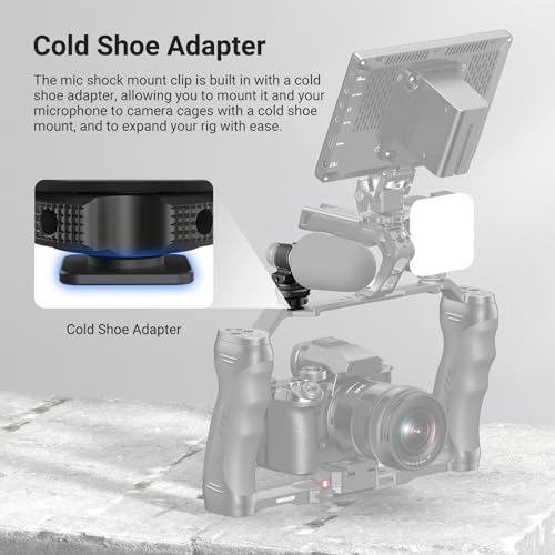 NEEWER Microphone Holder with Cold Shoe Adapter, Noise Reducing Shock Absorbing Mic Mount Accessories with Built in Silicone Pads, for Mics of 0.7" to 1" (19 to 25mm) in Diameter, MH3