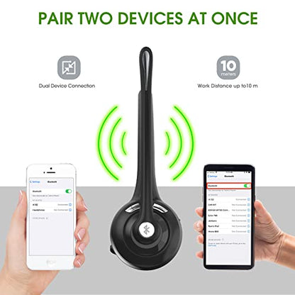 Bluetooth Wireless Headset with Microphone,V5.1,Noise Canceling Wireless On Ear Headphones, Bluetooth Headphones with Mic, Phone Headset Mute Button for Laptop, Skype, Call Centers, Office, Trucker