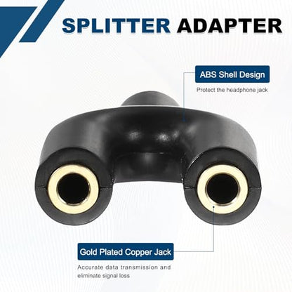 MECCANIXITY Headphone Splitter Adapter, 3.5mm Male to Dual Female Y Jack Aux Splitter for Phone Headset PS4 Switch Tablets, Black - color: Black