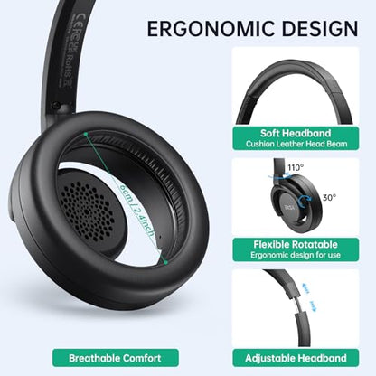 EKSA H27 USB Computer Headset with Microphone for Work, PC Headset with Noise Cancelling Mic, Wired Over-Ear Headphones with in-Line Controls, USB Headset for PC/Computer/Laptop/Call Center/Office - style: Wired Headset