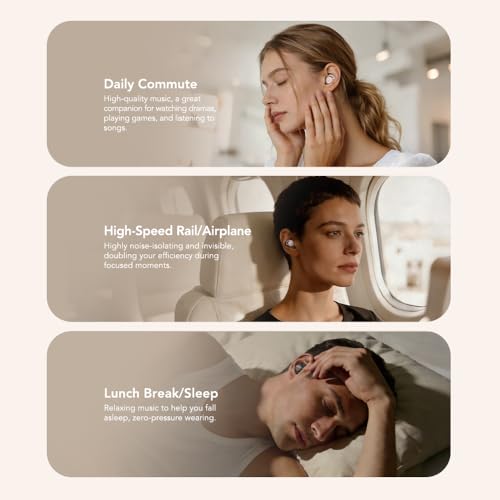 MINISO MS217 Sleep Earbuds, Mini Earbuds with Noise Reduction Bluetooth 6.0 Headphones, AI Translation Earbuds in Real Time Support 165 Languages for Side Sleepers Travel Business