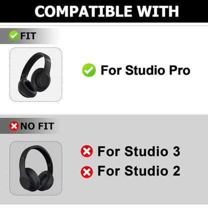 Studio Pro Ear Covers for Beats Studio Pro Headphones Sweat Proof Covers Shockproof and Drop-Resistant,Washable Silicone Case Accessories (Black) - color: Black Case