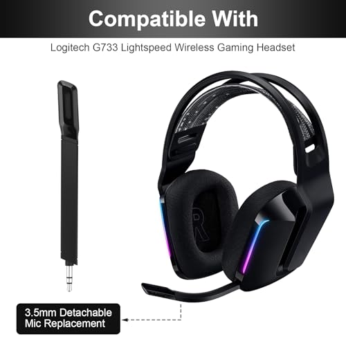 Replacement Detachable Boom Mic Compatible with Logitech G733 – Noise Cancelling Microphone for G733 Wireless Gaming Headset, Work with PS5, PS4, Xbox One, PC, Mac, Phone