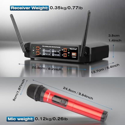 Depusheng Wireless Microphone, Professional 4 Channels Karaoke Handheld System for Home Karaoke, Meeting, Party, Church, DJ, Wedding, Home KTV Set