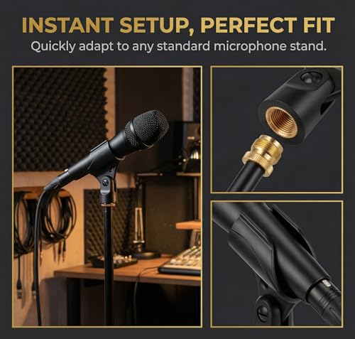Universal Microphone Clip Holder, Comes with 5/8" Male to 3/8" Female Screw Adapter Suitable for Handheld Microphones, 2-Pack