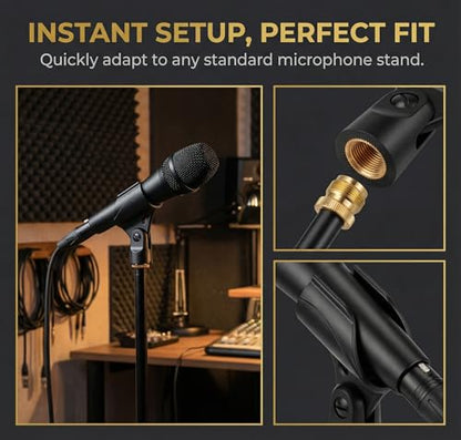 Universal Microphone Clip Holder, Comes with 5/8" Male to 3/8" Female Screw Adapter Suitable for Handheld Microphones, 2-Pack