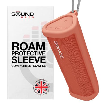 Heavy Duty Protective Carrying Case for Sonos Roam 2 | Red | Compatible with Sonos Roam, Roam 2 & Roam SL | Includes Bluetooth Button | Protect Your Wireless Speaker | Cover / Sleeve - color: Red
