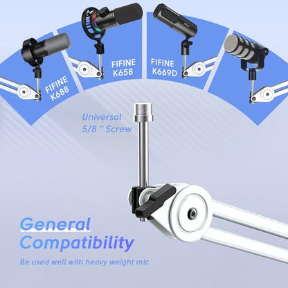 FIFINE Microphone Arm Stand and XLR Cable Set,Metal Heavy Duty Mic Stand with Desk Clamp, 5/8" Screw,XLR Interface Cable with Balanced 3 PIN,Mic Wire for Recording Podcast Streaming(BM63W+L9)