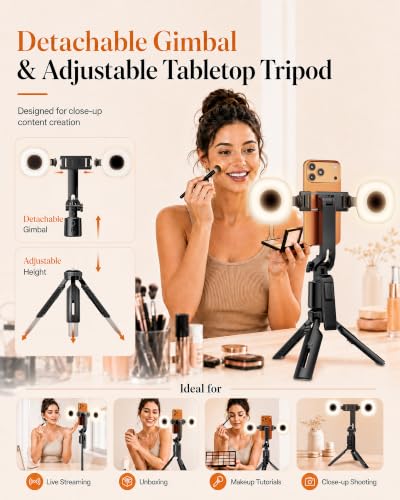 UBeesize 71" Vlogging Kit, Face Tracking Tripod, Desk Stand, Mics & Light - size: 71in