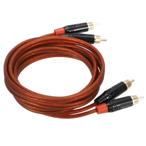 MECCANIXITY 2RCA Male to 2RCA Male Audio Stereo Cable, 6.6 ft RCA Subwoofer Cable with Gold Plated Plugs for Home Theater, HDTV, Amplifiers, Speakers, Red Brown Cable Black Shell - color: Red Brown/Black, size: 6.6 ft