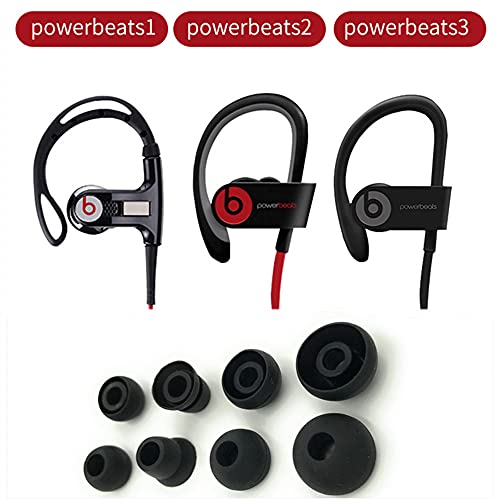 PB3 Earbuds Replacement Tips Ear Pads Compatible with Monster Beats Dr. Dre Beats Powerbeats3 Powerbeats2 Powerbeats1 Wireless Stereo Headphones- 4 Pairs(Black)