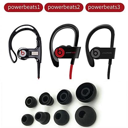PB3 Earbuds Replacement Tips Ear Pads Compatible with Monster Beats Dr. Dre Beats Powerbeats3 Powerbeats2 Powerbeats1 Wireless Stereo Headphones- 4 Pairs(Black)