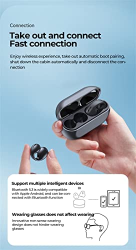 Wireless Ear Clip Bone Conduction Headphones, 2023 New Open Earbuds Bluetooth Earbuds, IPX5 Waterproof Hook Headphones After Shock Air (Black) - color: Black