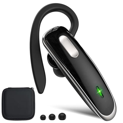 Bluetooth Headset V5.1, Wireless Hands-Free Earpiece with Noise Cancellation, Built-in Microphone for iPhone Android Business Calls - Black - color: Black, style: Single Bluetooth headset