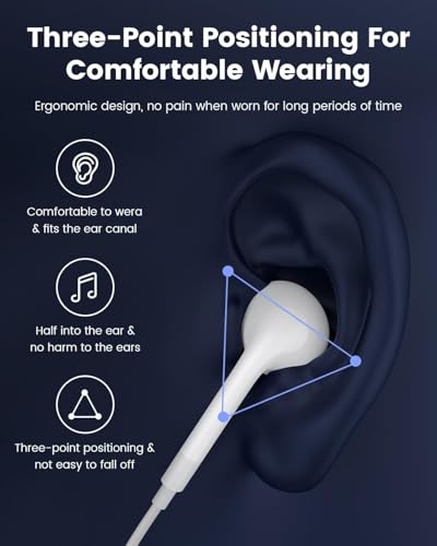 USB C Wired Headphones [2-Pack] with Microphone – HiFi Earbuds Stereo, Nosie Reduction, Audio, Earphones Compatible with iPhone 17/16/15, Samsung Galaxy S26/S25/S24/S23, Google Pixel, iPad, MacBook