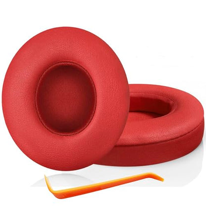 Replacement Ear Pads for Solo 3 Headphones Over-Ear Headphones, Earpads with Soft Protein Leather, Noise Isolation Memory Foam（solo3-Red） - color: solo3-Red