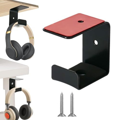 Microphone Holder & Headphone Hanger for Desk, Podium Gooseneck Mic Stand and Aluminum Headset Mount with Adapter Clamp