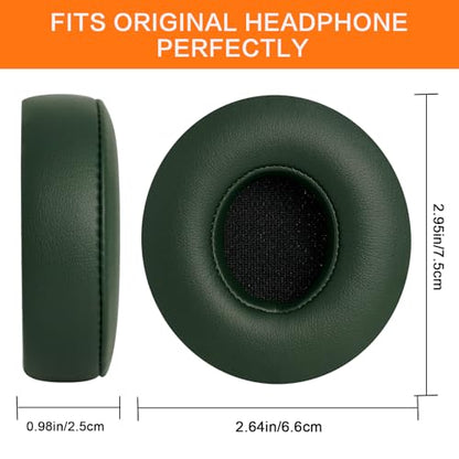 Solo 2 Solo 3 Ear Pad Replacement, GVOEARS Earpad Cushions for Beats Solo | Soft Leather Noise Isolation Memory Foam (Blackish Green) - color: Blackish Green