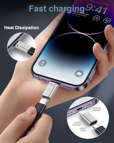 USB C to Lightning Adapter, USBC Female to Lightning Male Adapter Connecter | 4Pack Lightning to USBC Adapter for iPhone 14/13/12/11, Apple Lightening Fast Charging Data Sync Connecter, Not for Audio/OTG - color: Silver