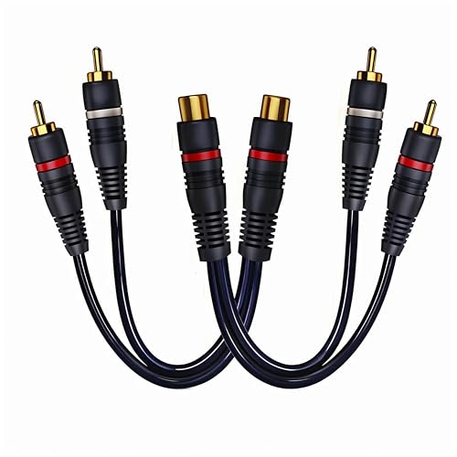 RCA Splitter 1 Female to 2 Male, RCA Cable Y Splitter Adapter, 2 Pack | 0.2M/0.65ft Audio Video Cord Extension for Subwoofer，Amplifier, Active Speakers, Hi-Fi System Dark Blue