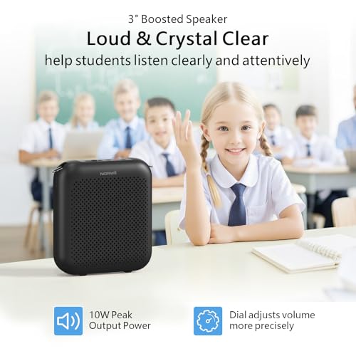 Bluetooth Voice Amplifier for Teacher with Wired Microphone Headset | ①10W Power Amplifiers②2000mAh Battery③15 Hours Working Time④USB-C Rechargeable⑤Adjustable Mic for Loudspeaker ⑥Anti-Howling - color: Black-2000mAh
