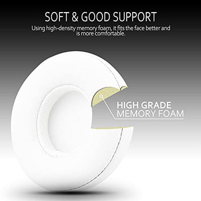 Krone Kalpasmos Earpad Replacement for Beats Solo 2 & 3 Wireless/Wired Headphone, Ear Cushion Premium Protein Leather Memory Foam with Kits, Superb Comfortable Easy to Install – White - color: White