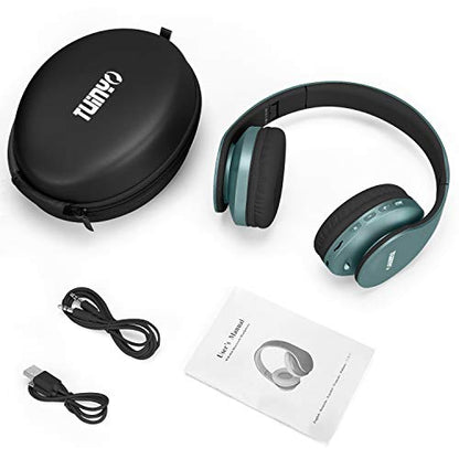 TUINYO Wireless Headphones Over Ear, Bluetooth Headphones with Microphone, Foldable Stereo Wireless Headset- Silver Blue - color: Silver Blue