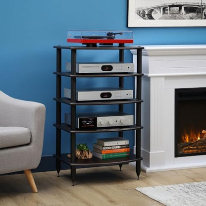 Pangea Audio Vulcan Five Shelf Audio Rack, Media Stand, and Components Cabinet 5 Shelf Rosenut Red - color: 5 Shelf Rosenut Red