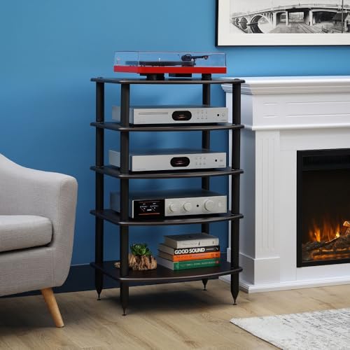Pangea Audio Vulcan Five Shelf Audio Rack, Media Stand, and Components Cabinet 5 Shelf Carbon - color: 5 Shelf Carbon
