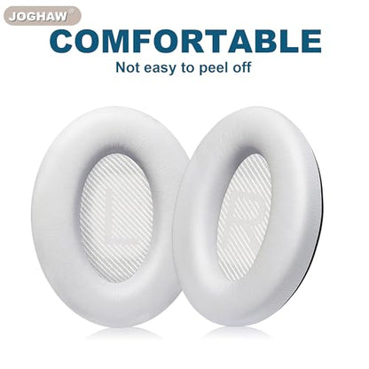 Headphones Replacement Ear Pads, Protein Leather earpad Cushions for Bose Quiet Comfort QC35 Headphones, Replacement Earpads, Softer Memory Foam - White - color: White