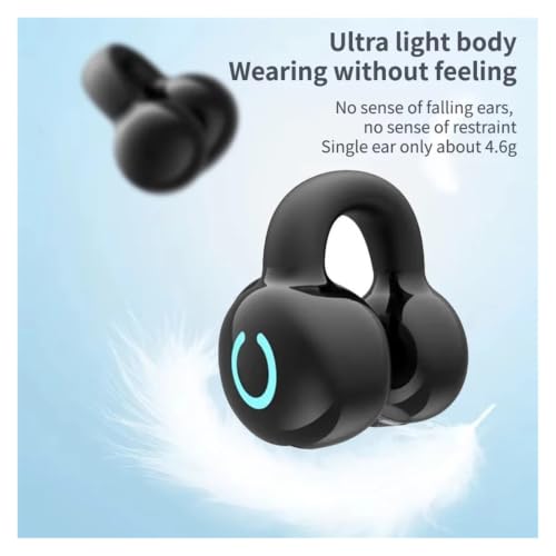 Bluetooth Earphone Single Ear Bone Conduction Earphone Clip Ear Music Noise Cancelling HD Call Sports Gaming Earphone(Single White) - color: Single White