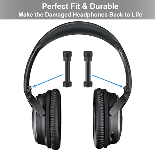 Metal Swivel Hinge Screws & Pins Replacement Parts Accessories with 2 x Screwdriver Compatible with Bose QuietComfort 35 II/QC35/QC45/QC25 Headphones (Black)