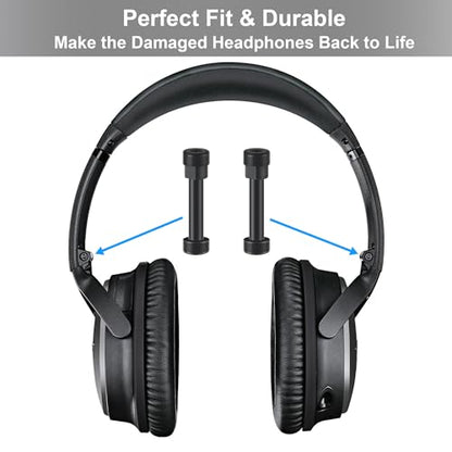 Metal Swivel Hinge Screws & Pins Replacement Parts Accessories with 2 x Screwdriver Compatible with Bose QuietComfort 35 II/QC35/QC45/QC25 Headphones (Black)