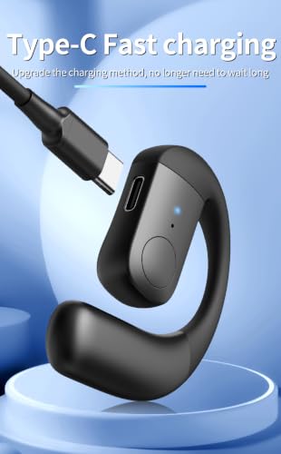 Single Bluetooth Phone Earpiece Earbud One Ear Piece Open Ear Bud Air Bone Conduction Earbuds Earless Out of Ear Headphones Bluetooth 5.4 Wireless Headsets with Microphone Earhook,88 Playtime for work
