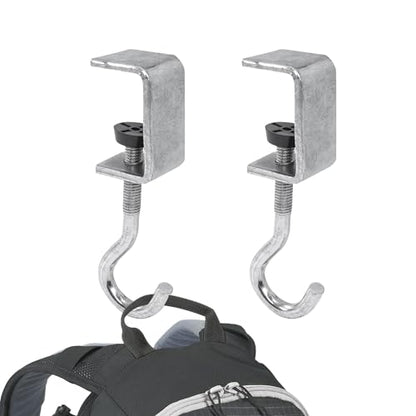 Zayin 2 Pack Desk Bag Holder Schoolbag Hooks Headphone Hanger Stand Adjustable Metal Under Desk Clamp Hook Mount for Portable Bag Gaming Headphones Clothes Table Hook Save Space