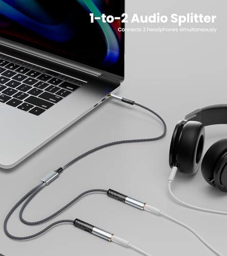 Headphone Splitter 3.5mm 1 Male to 2 Female Adapter, 1.6FT - size: 0.5 meter