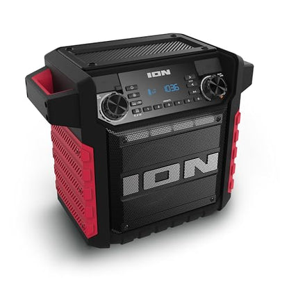 ION Tailgater Classic Portable Bluetooth Outdoor Speaker, Red | Water Resistant, Rechargeable Battery, Radio, USB Charging, Stereo Linking, App Control, for Parties and Outdoor Events - style: Tailgater Classic - Red