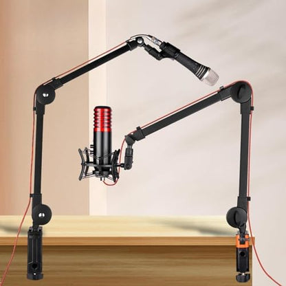 Arm Adjustable Holder Desk Clamp Alloy Construction Mic Clip Cable Management Suitable for Podcasting Studio, with clip