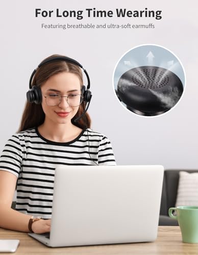 Wired Headphones with Microphone for PC, On-Ear Computer Laptop | USB Headset with Noise Cancelling Microphone in-line Control for Home Office Online Class Skype Zoom, (3.5mm + USB)
