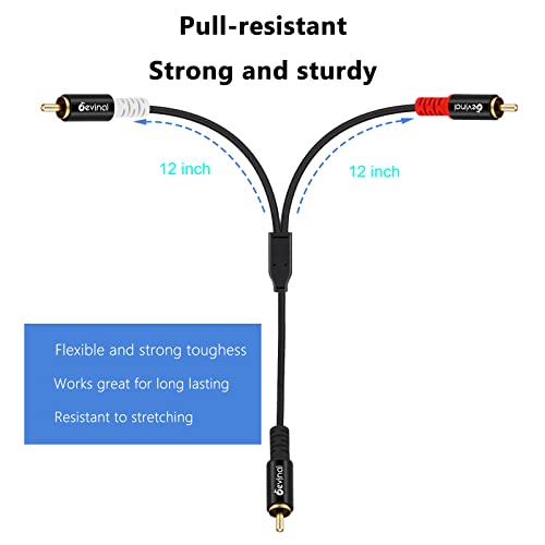 RCA Y Cable, RCA/Phono Y Splitter, RCA 1 Male to 2 Male Y Adapter, Male/Male Subwoofer Cable Gold Plated for subs/amps/Hi-Fis/Home Theater/receivers 6.5Feet/2M - size: 2 Meters