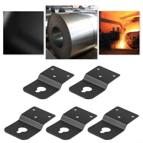 5PCS Speaker Wall Mount Brackets, for heavy-duty Metal Hanger Plate with Keyhole for Bookshelf Surround Sound Speakers, Black, 3.1x1.6 Inch