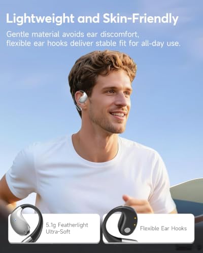 AI Translation Open Ear Earbuds Real Time, Bone Conduction Over The Bluetooth Language Translator Headphones Built-in Mic, Waterproof, Audifonos Traductores Inglés Español, Travel/Music/Calls/Exercise