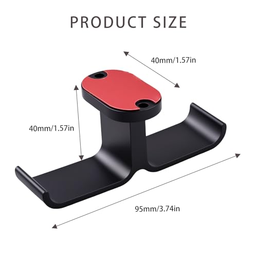 Heran Under Desk Headphone Holder, Adjustable Aluminum Hook with 360° Rotatable Dual Headset Stand Hanger, Space-Saving Solution for Home Gaming & Office Setup, Easy Installation, Black